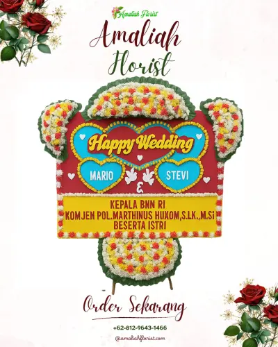 Karangan Papan Bunga Pernikahan di Tamanbali